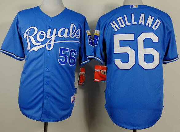 Kansas City Royals 56 Greg Holland Blue men baseball mlb jerseys