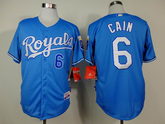 Kansas City Royals 6 Lorenzo Cain blue men baseball mlb jerseys