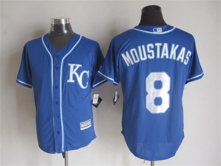 Kansas City Royals 8 Mike Moustakas Blue Alternate 2 New Cool Base Stitched men baseball mlb Jersey