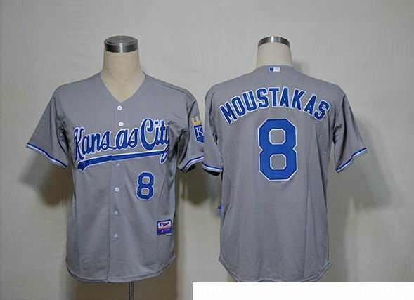 Kansas City Royals 8 Mike Moustakas Grey MLB Jerseys