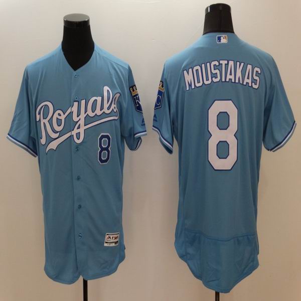 Kansas City Royals 8 Mike Moustakas skyblue Flexbase Authentic Collection men baseball mlb Jersey