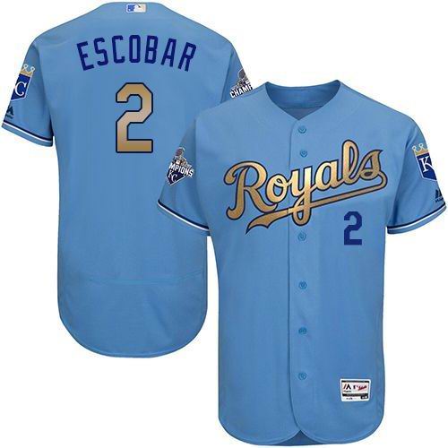 Kansas City Royals Alcides Escobar 2 skyblue gold Flexbase Authentic Collection men baseball mlb Jersey