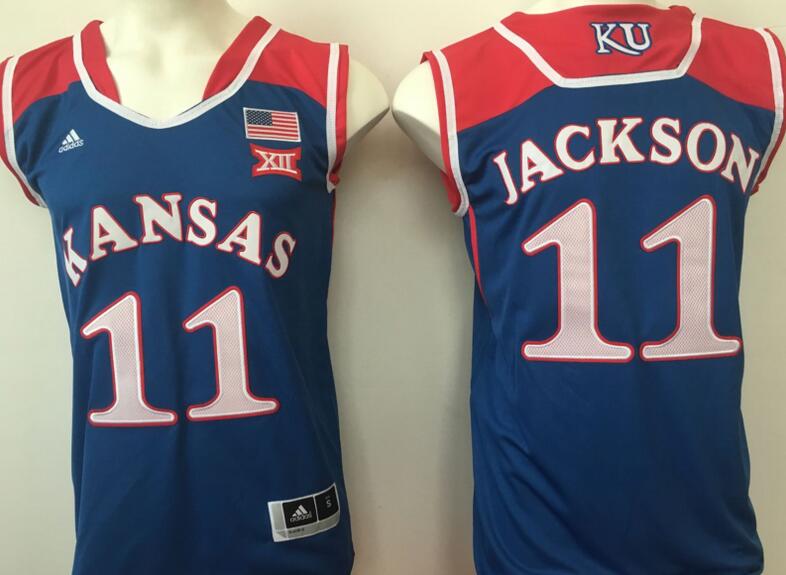 Kansas Jayhawks 11 Josh Jackson Blue men Basketball college ncaa jersys