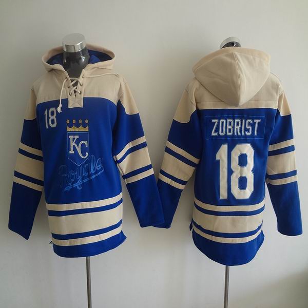 Kansas Royals 18 Ben Zobrist Blue mlb baseball Hooded Sweatshirt