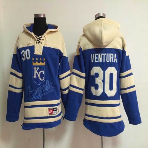 Kansas Royals Yordano Ventura 30 Blue mlb baseball Hooded Sweatshirt