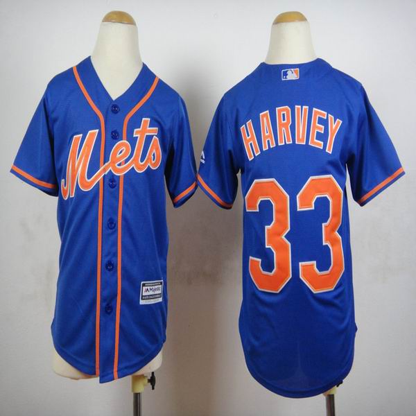 Kid New York Mets #33 Matt Harvey Blue MLB Jerseys