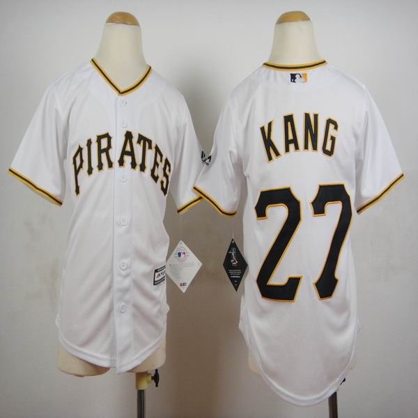 Kid Pittsburgh Pirates #27 Jung-ho Kang white baseball jersey