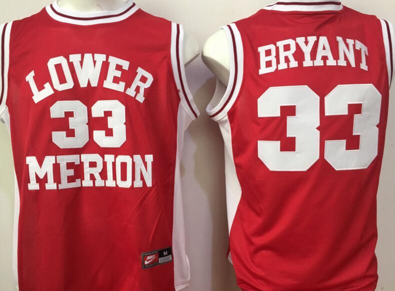 LOWER MERION HIGH SCHOOL 33 Kobe Bryant red men Basketball college ncaa jersys