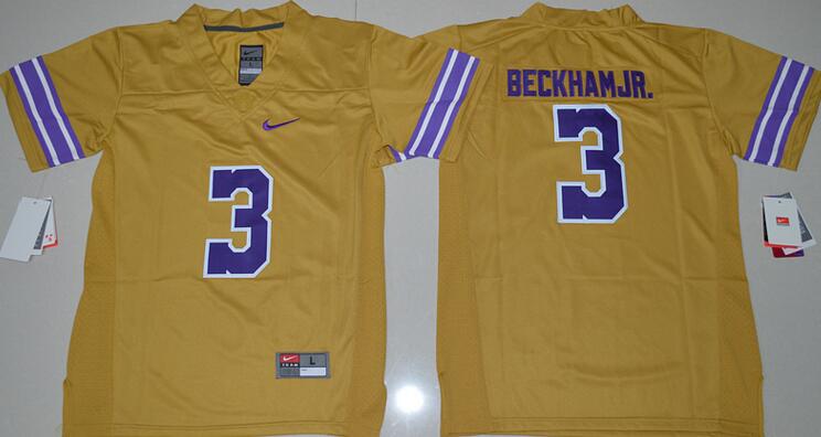LSU Tigers 3Odell Beckham Jr. yellow men NCAA college Football Jerseys