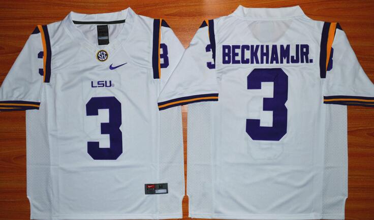 LSU Tigers 3Odell Beckham Jr.white men NCAA college Football Jerseys