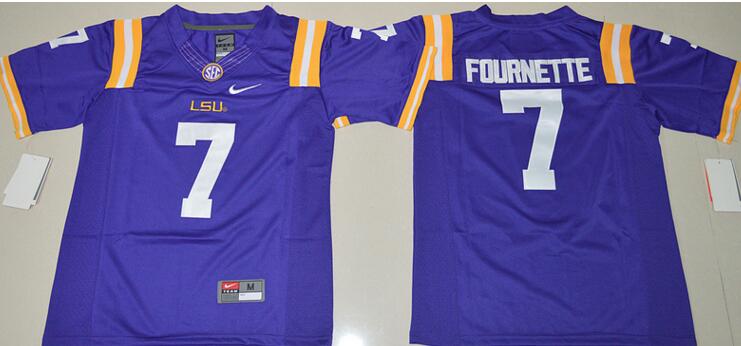 LSU Tigers 7 Leonard Fournette purple men NCAA college Football Jerseys