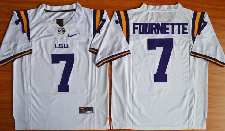 LSU Tigers 7 Leonard Fournette white men NCAA college Football Jerseys