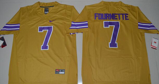 LSU Tigers 7 Leonard Fournette yellow men NCAA college Football Jerseys
