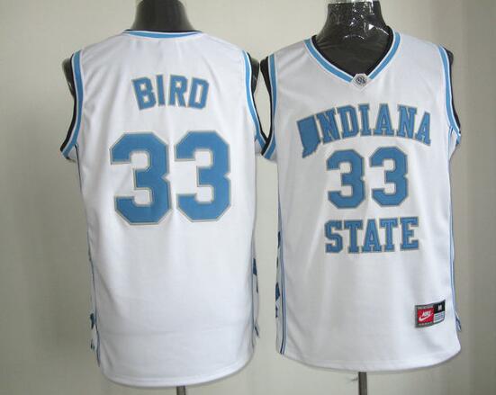 Larry Bird Indiana State Sycamores #33 White Stitched NBA Jerseys