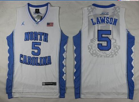 Lawson North Carolina #5 White College Basketball Jersey