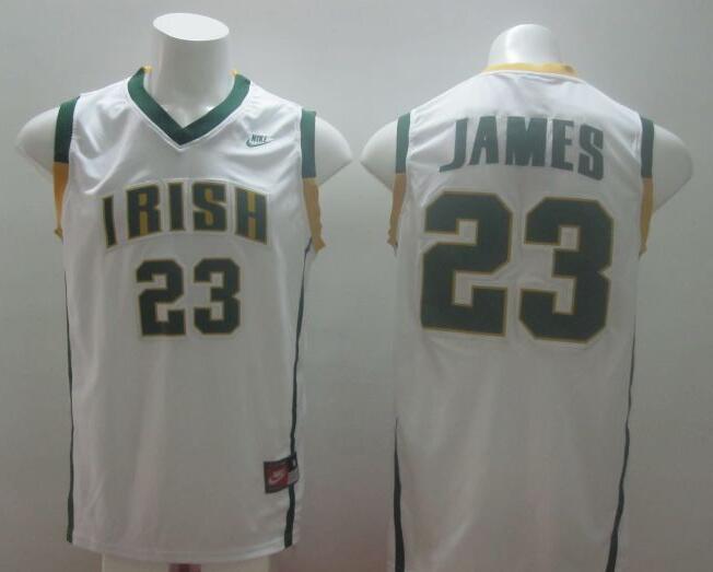 Lebron James #23 Irish High School White Jersey
