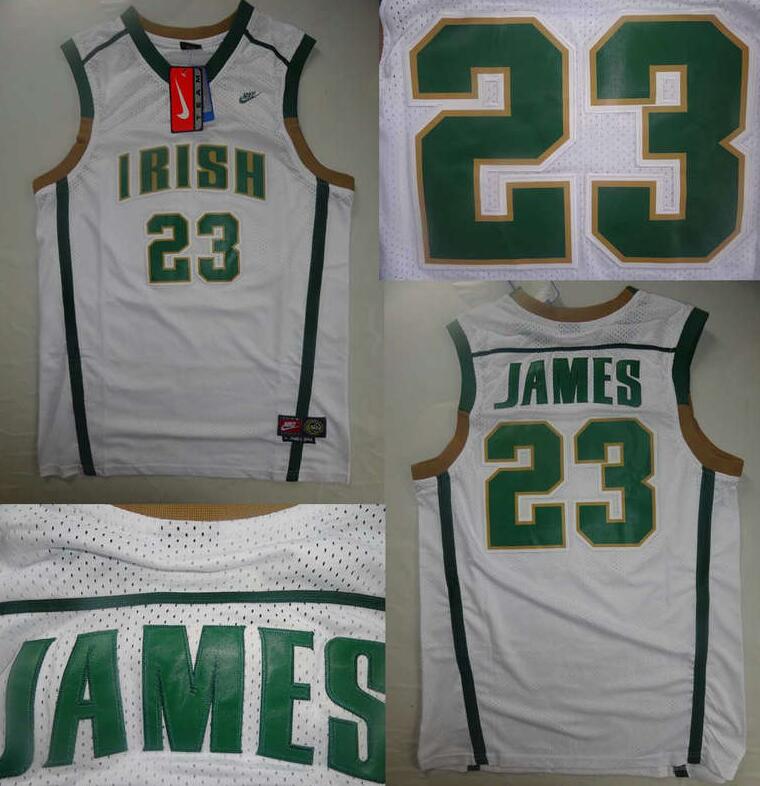 Lebron James #23 Irish High School White NBA Jersey