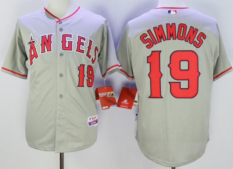 Los Angeles Angels 19 andrelton simmons grey men baseball mlb jersey