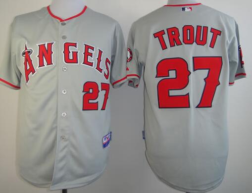 Los Angeles Angels 27 Mike Trout Gray men baseball mlb jersey