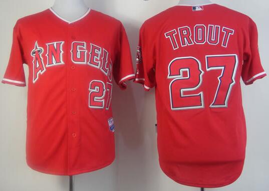 Los Angeles Angels 27 Mike Trout Red men baseball mlb Jerseys