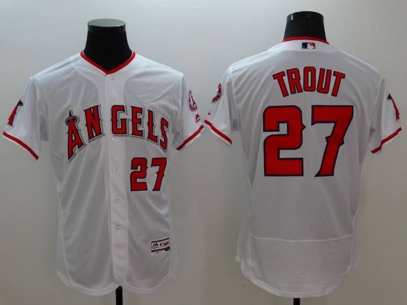 Los Angeles Angels 27 Mike Trout white elite men baseball mlb jerseys