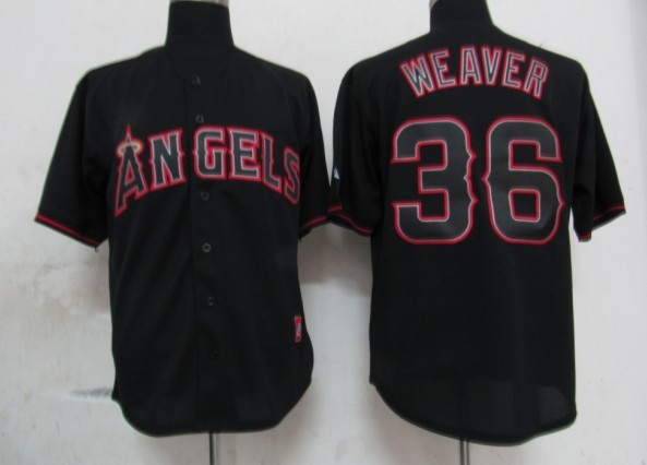 Los Angeles Angels 36 Weaver Black Fashion men baseball mlb Jerseys