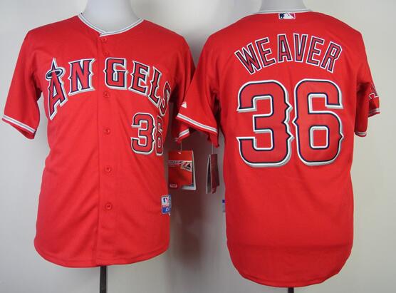 Los Angeles Angels 36 Weaver red men baseball mlb Jersey