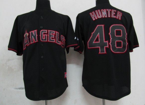 Los Angeles Angels 48 Hunter Black Fashion men baseball mlb Jerseys