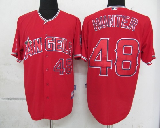 Los Angeles Angels 48 Hunter Red men baseball mlb jerseys