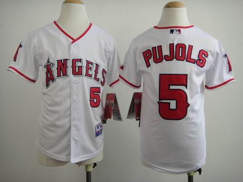 Los Angeles Angels 5 Albert Pujols White kid MLB Jerseys