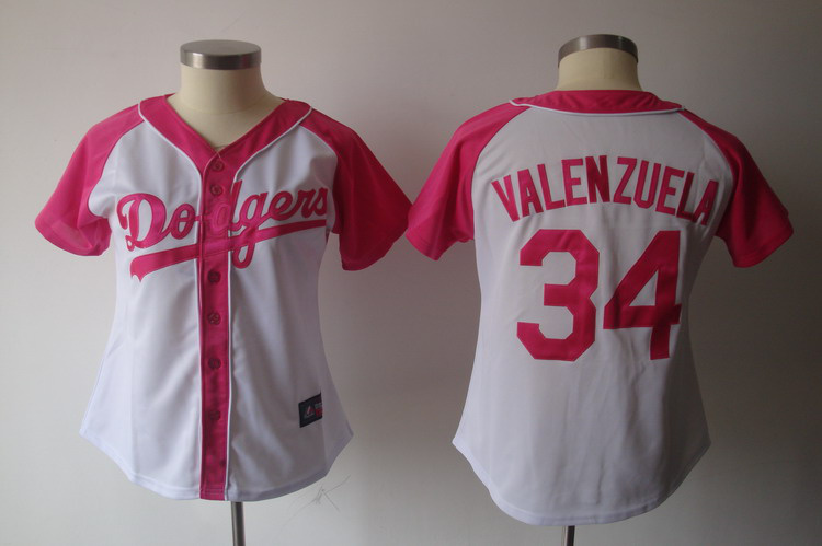 Los Angeles Dodgers #34 Fernando Valenzuela white women Jerseys