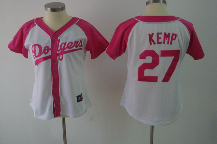 Los Angeles Dodgers 27 Kemp white women jersey