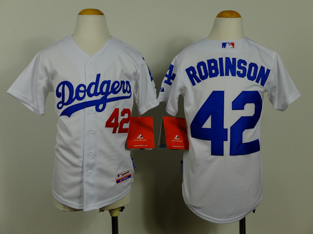 Los Angeles Dodgers 42 Jackie Robinson white kids baseball jerseys