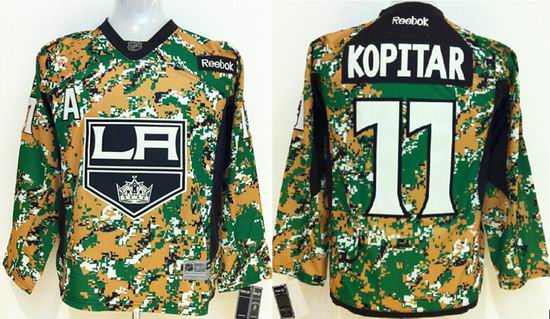 Los Angeles Kings #11 Anze Kopitar kids green camo nhl jerseys