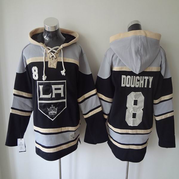 Los Angeles Kings 8 Drew Doughty black gray Hockey Hooded Sweatshirt