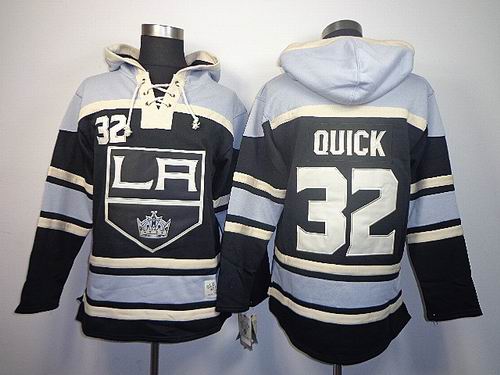 Los Angeles Kings Jonathan Quick 32 black gray NHL Hooded Sweatshirt