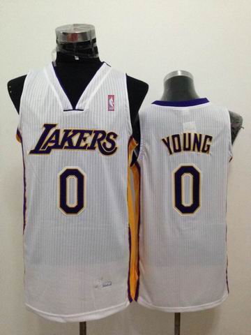 Los Angeles Lakers 0 Nick Young white adidas men nba basketball jerseys