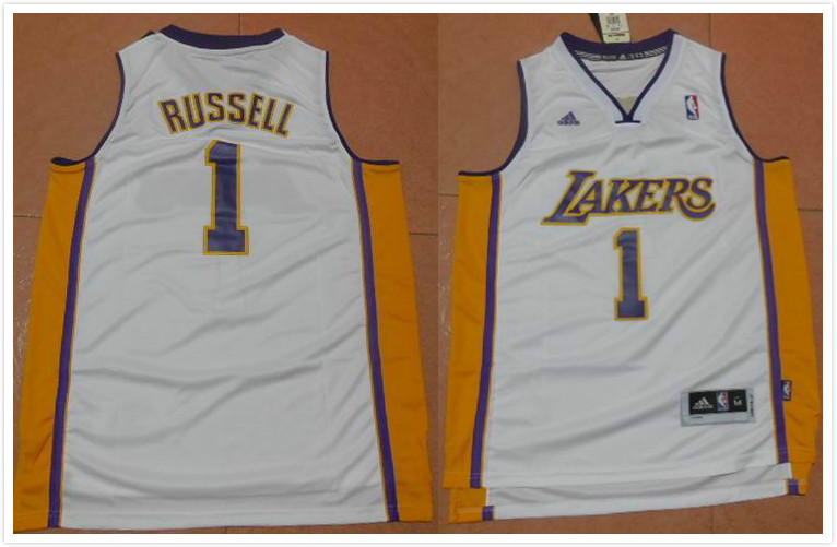 Los Angeles Lakers 1 D-Angelo Russell white adidas men nba basketball jerseys