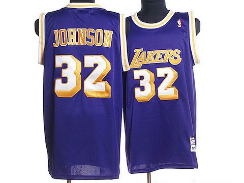 Los Angeles Lakers 32 Magic Johnson purple adidas men nba basketball jerseys