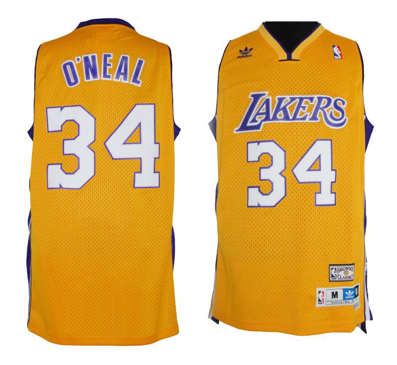 Los Angeles Lakers 34 Shaquille O'Neal Soul Swingman Home adidas men nba basketball jerseys