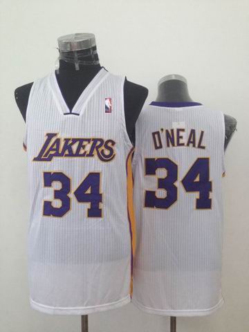 Los Angeles Lakers 34 Shaquille O'Neal white adidas men nba basketball jerseys
