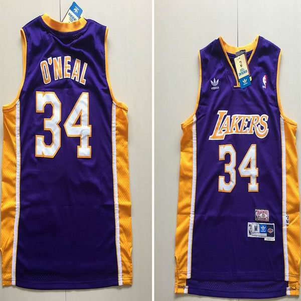 Los Angeles Lakers 34 Shaquille O Neal purple adidas men nba basketball jerseys
