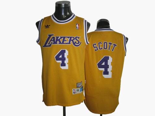 Los Angeles Lakers 4 Byron Scott Yellow adidas men nba basketball jerseys