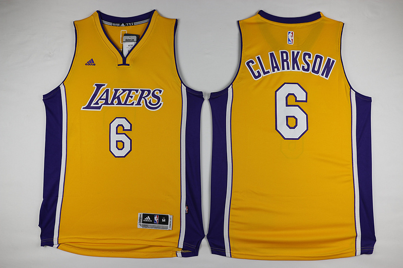 Los Angeles Lakers 6 Jordan Clarkson yellow adidas men nba basketball jerseys