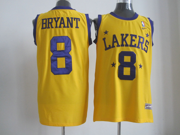 Los Angeles Lakers 8 Kobe Bryant Yellow  adidas men nba basketball jerseys