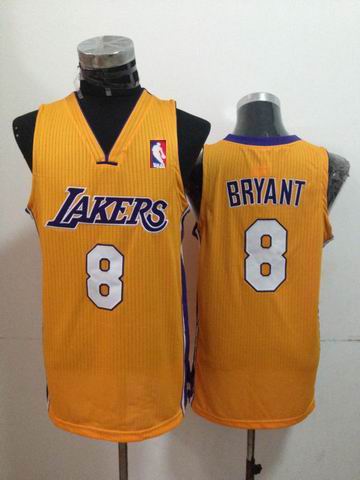 Los Angeles Lakers 8 Kobe Bryant yellow adidas men nba basketball jersey