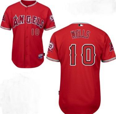 Los angeles angels 10 Wells Red men baseball mlb jersey