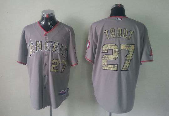 Los angeles angels 27 Mike Trout gray camo men baseball mlb Jerseys