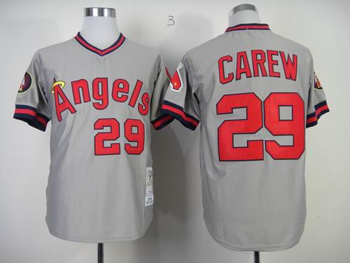 Los angeles angels 29 Rod Carew throwback Grey 1985 men baseball mlb Jerseys