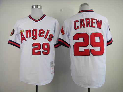 Los angeles angels 29 Rod Carew throwback white 1985 men baseball mlb Jerseys